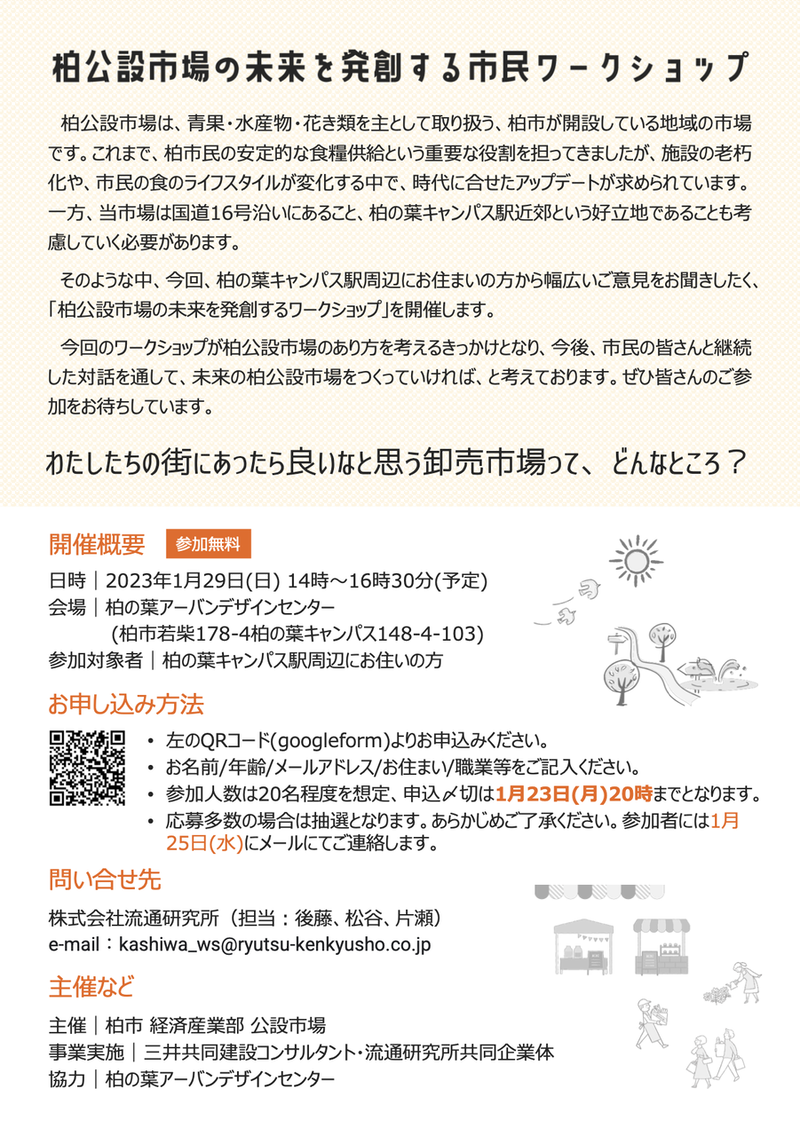 柏公設市場の未来を発創する 市民ワークショップ