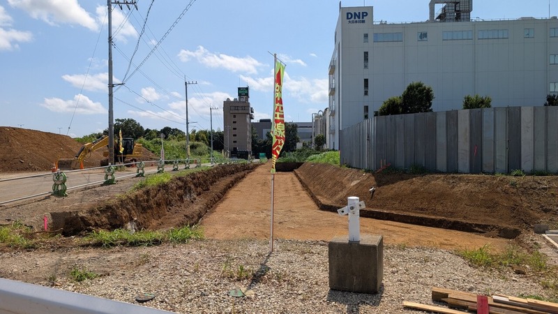 「柏の葉キャンパス」南西部の187街区周辺の道路工事状況（2026年8月10日）