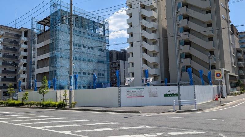 流山おおたかの森北の9階建ての「店舗併設共同住宅」の工事状況（2026年5月13日）