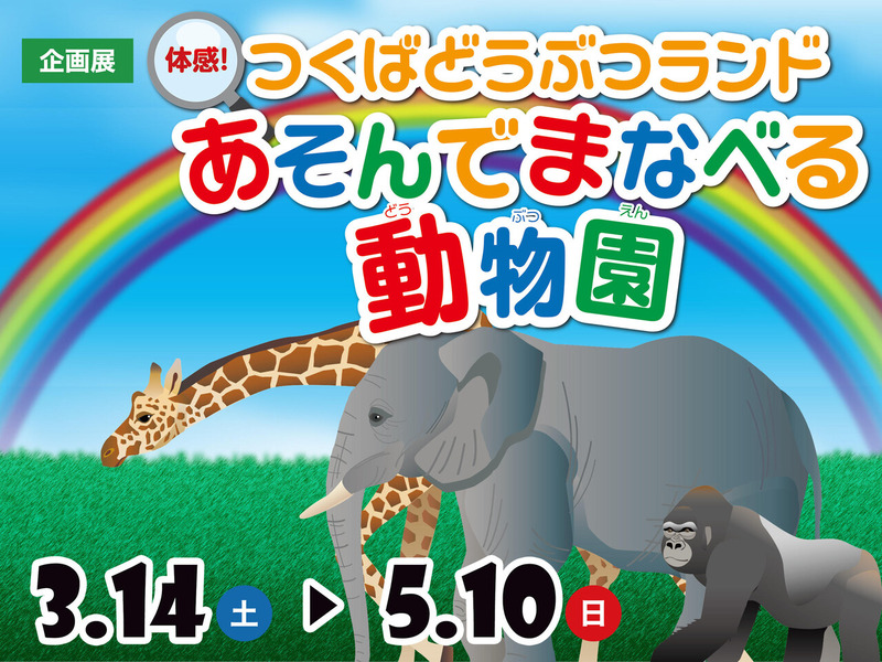 「つくばエキスポセンター」で企画展「体感！ つくばどうぶつランド あそんでまなべる動物園」が3月14日から開催