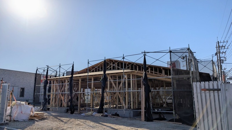 「クリエイトエス・ディー 柏十余二店」敷地内のハワイアンカフェ「コナズ珈琲 柏十余二店」の工事状況（2026年1月17日）