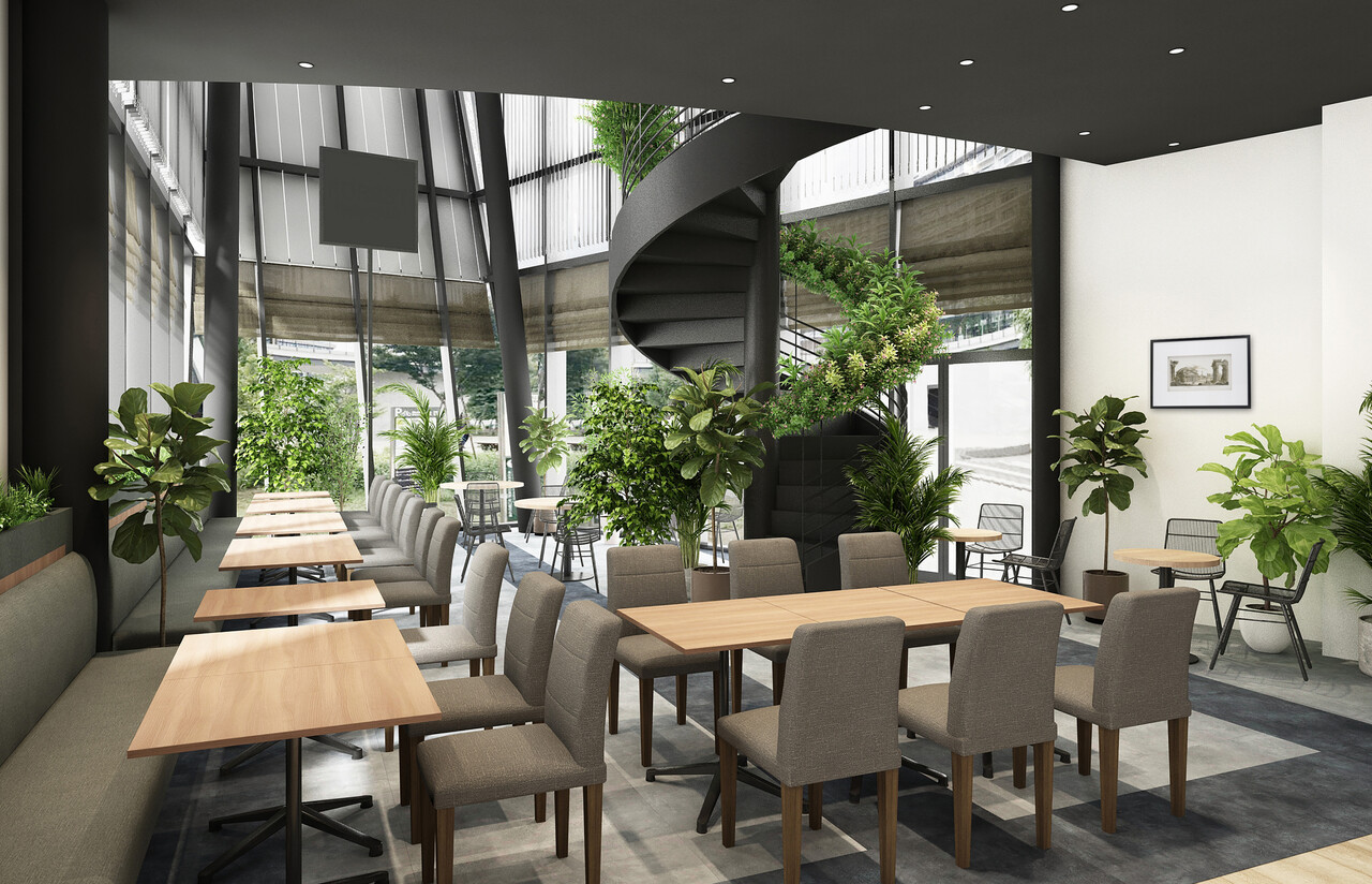 「ホテル ルミエール グランデ 流山おおたかの森」の1階レストラン「LIGHT UP cafe & dining」の店内イメージパースが公開 ...