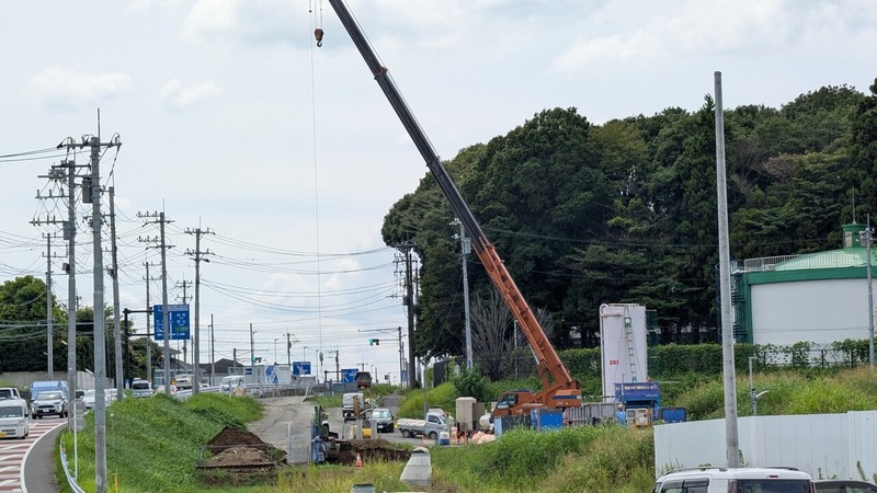 都市軸道路「下花輪駒木線」の4車線化工事の状況（2026年8月17日）