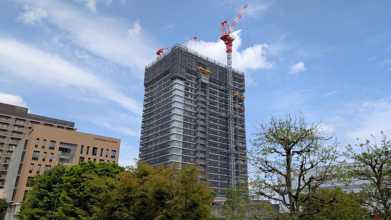 「柏の葉キャンパス駅前」149街区の43階建てタワーマンション「パークタワー柏の葉キャンパス」の工事状況（2026年4月13日）