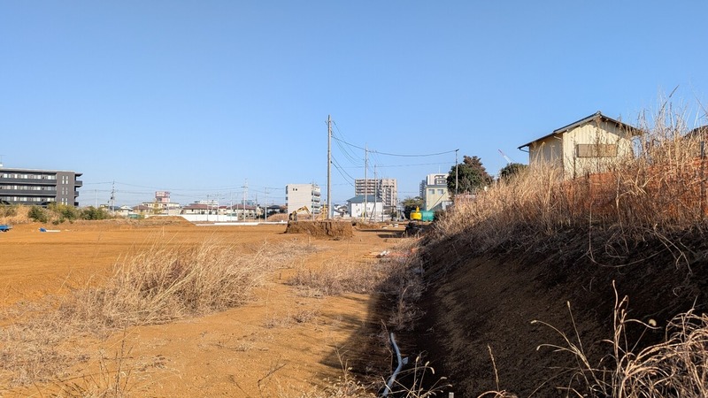 「柏の葉キャンパス」南東部の256街区の道路築造工事状況（2026年1月17日）