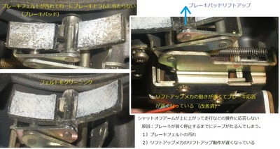 ブレーキフェルト　クリーニング　動作が遅い