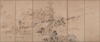 04渓亭春興・秋山行楽図屏風 池大雅筆(左隻)慈 Ⅰ期