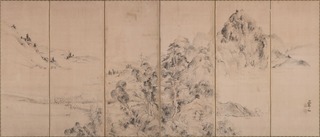 04渓亭春興・秋山行楽図屏風 池大雅筆(右隻)慈 Ⅰ期