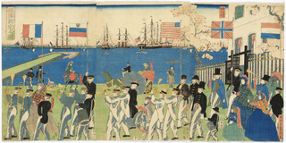 web⑫横浜鈍宅之図 歌川貞秀画 文久元年(1861)2月 国立歴史民俗博物館蔵