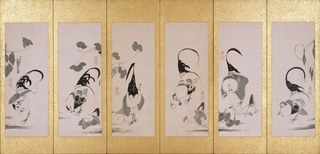 07群鶏蔬菜図屏風 伊藤若冲筆(右隻)相 Ⅱ期