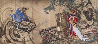 14-1重文　群仙図屏風　曾我蕭白筆（文化庁）右隻