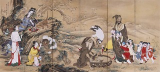 14-2重文　群仙図屏風　曾我蕭白筆（文化庁）左隻