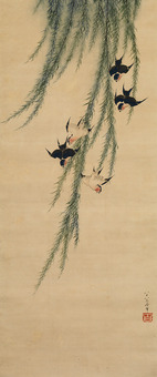 6_葛飾北斎「柳に燕図」すみだ北斎美術館蔵（前期）