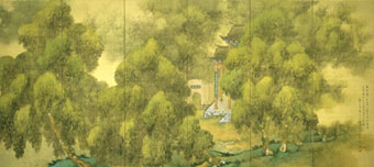 画家 勤王家 金井烏洲 山水人物 紙本掛軸 群馬