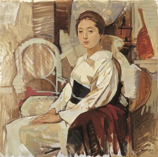 ⑥小磯良平《着物婦人像》（1966年、個人蔵）