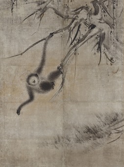 10-1 長谷川等伯「枯木猿猴図」左幅