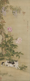 5 藤花独猫図