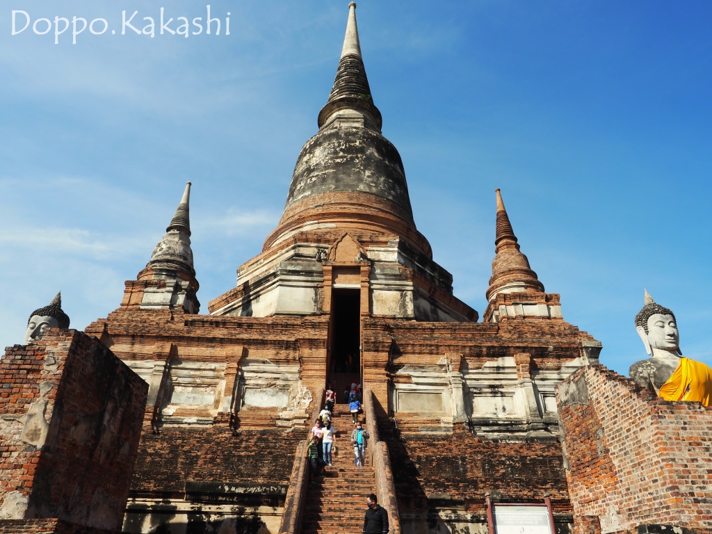 アユタヤ観光寺院 アユタヤ第２の高さの斜塔 ワット ヤイ チャイ モンコン かかし バンコク独歩 バンコク半径2時間の旅