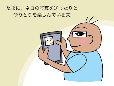 たまに、ネコの写真を送ったりとやりとりを楽しんでいる夫