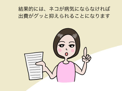 結果的には、ネコが病気にならなければ出費がグッと抑えられることになります