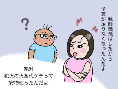戦闘機飛ばしたから、予算が足りなくなったんだよ