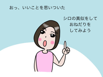おっ、いいことを思いついた シロの真似をしておねだりをしてみよう