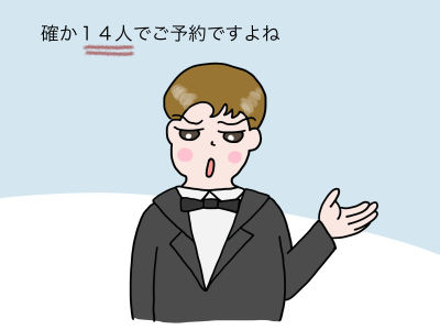 確か14人でご予約ですよね