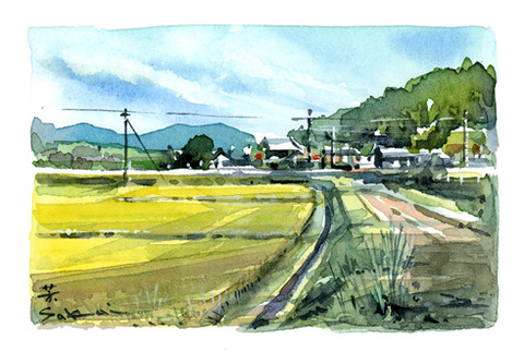 癒しの水彩画1060 田園 癒しの水彩画1060 田園 癒しの水彩画1060 田園