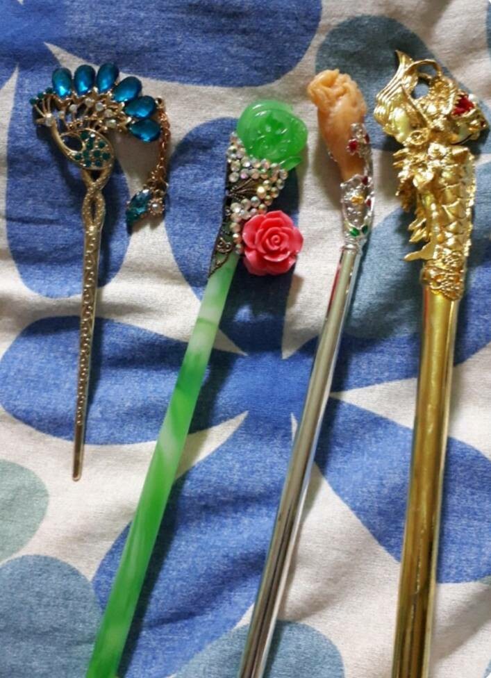 楽天市場】韓国ヘアー飾りピニョNo35黄金龍かんざしピニョ