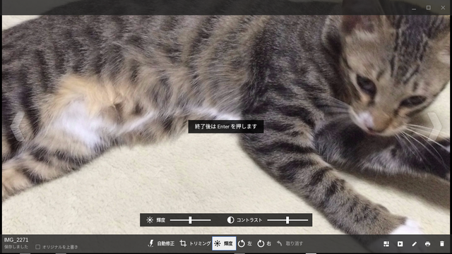 ギャラリーの画像編集から輝度