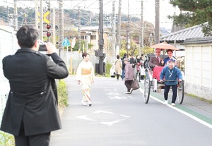 鎌倉成人式屋外ロケーション撮影 人力車