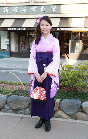 鎌倉小学生卒業袴 紫紺小花袴