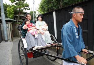 鎌倉七五三人力車屋外撮影家族写真