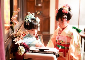 鎌倉七五三7歳写真 前撮り 双子でお祝い 1