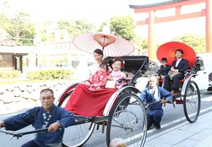 鎌倉七五三前撮り屋外写真 人力車