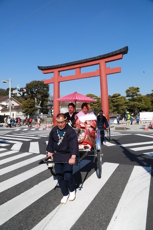 鎌倉結婚式人力車ロケーション写真