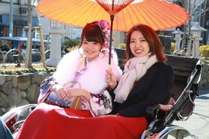 振袖 前撮り 屋外撮影 人力車