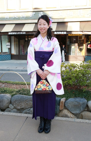 鎌倉小学生卒業袴 水玉紺袴