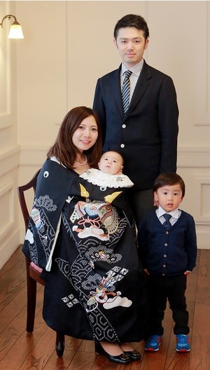 家族写真 記念写真 鎌倉 お宮参り 産着 ベビードレス