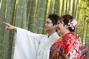 鎌倉ロケーション撮影 鎌倉竹林 英勝寺 鎌倉前撮り和装写真