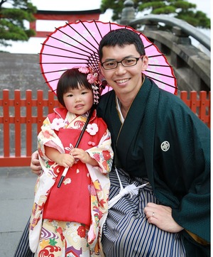 鶴岡八幡宮七五三屋外ロケーション撮影 パパ