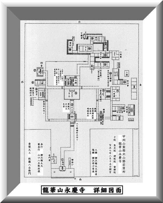 山梨県 歴史文学館 山口素堂資料室 柳沢吉保建立 永慶寺図面 廃寺となる 現在の護国神社周辺 山梨県 歴史文学館 山口素堂資料室 柳沢吉保建立 永慶寺図面 廃寺となる 現在の護国神社周辺
