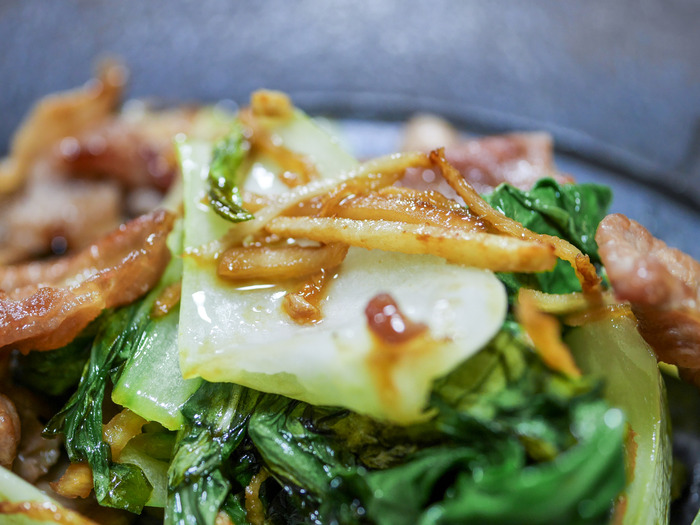 豚ロース肉とチンゲン菜の生姜風味炒め3