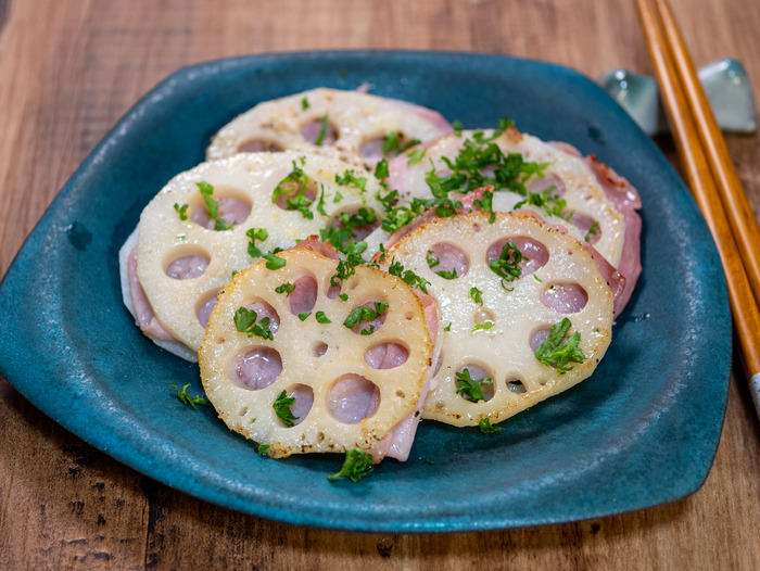 蓮根の生ハム挟み焼き1