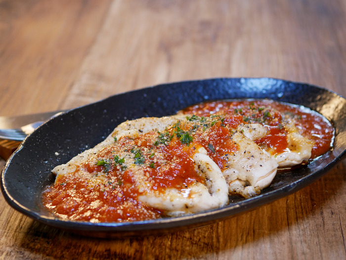 鶏ささみ肉のソテートマトソースかけ2