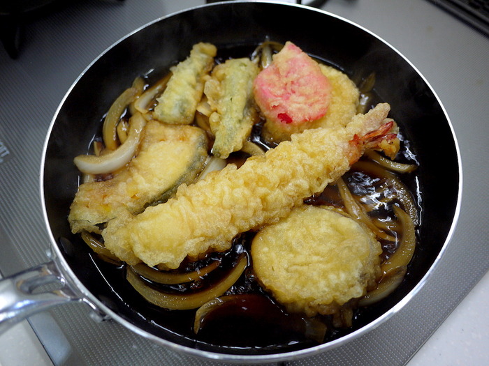 残った天ぷらで天とじ(海老天は大事)6