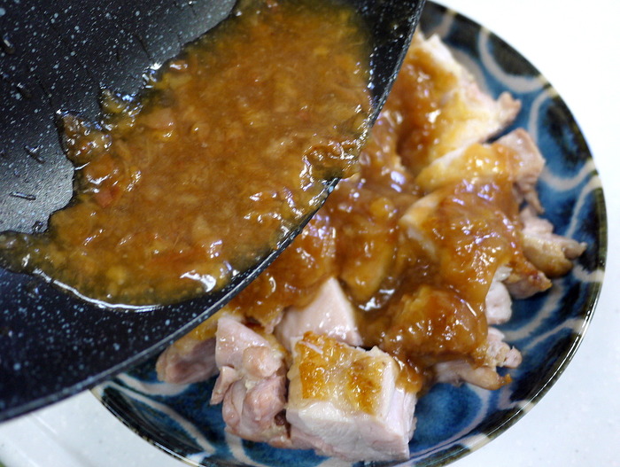 鶏肉の梅肉ソースがけ14