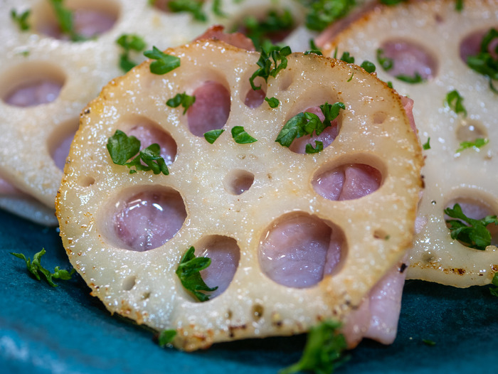 蓮根の生ハム挟み焼き3