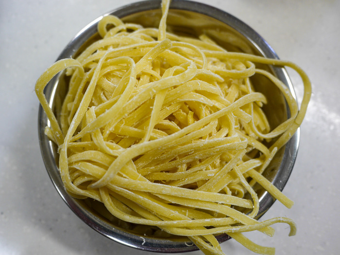 蓮根とベーコンのクリームパスタ6