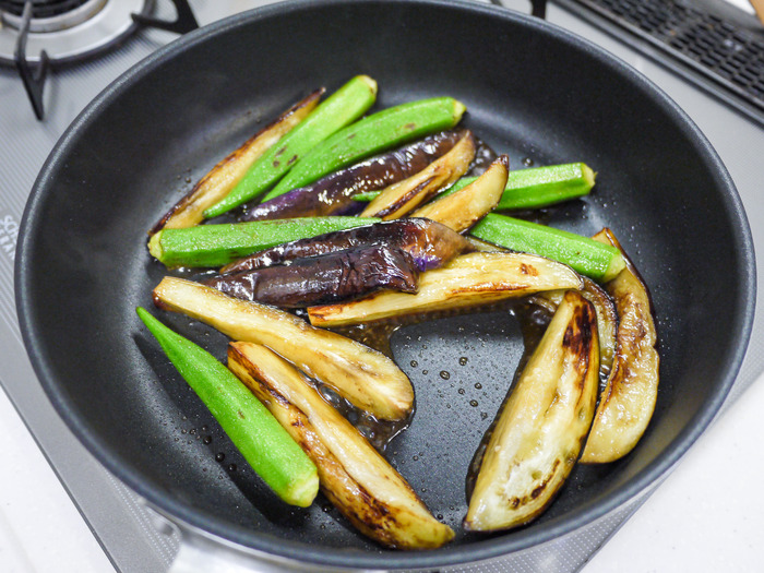 さっぱりと食べる「茄子とオクラの焼き浸し」9